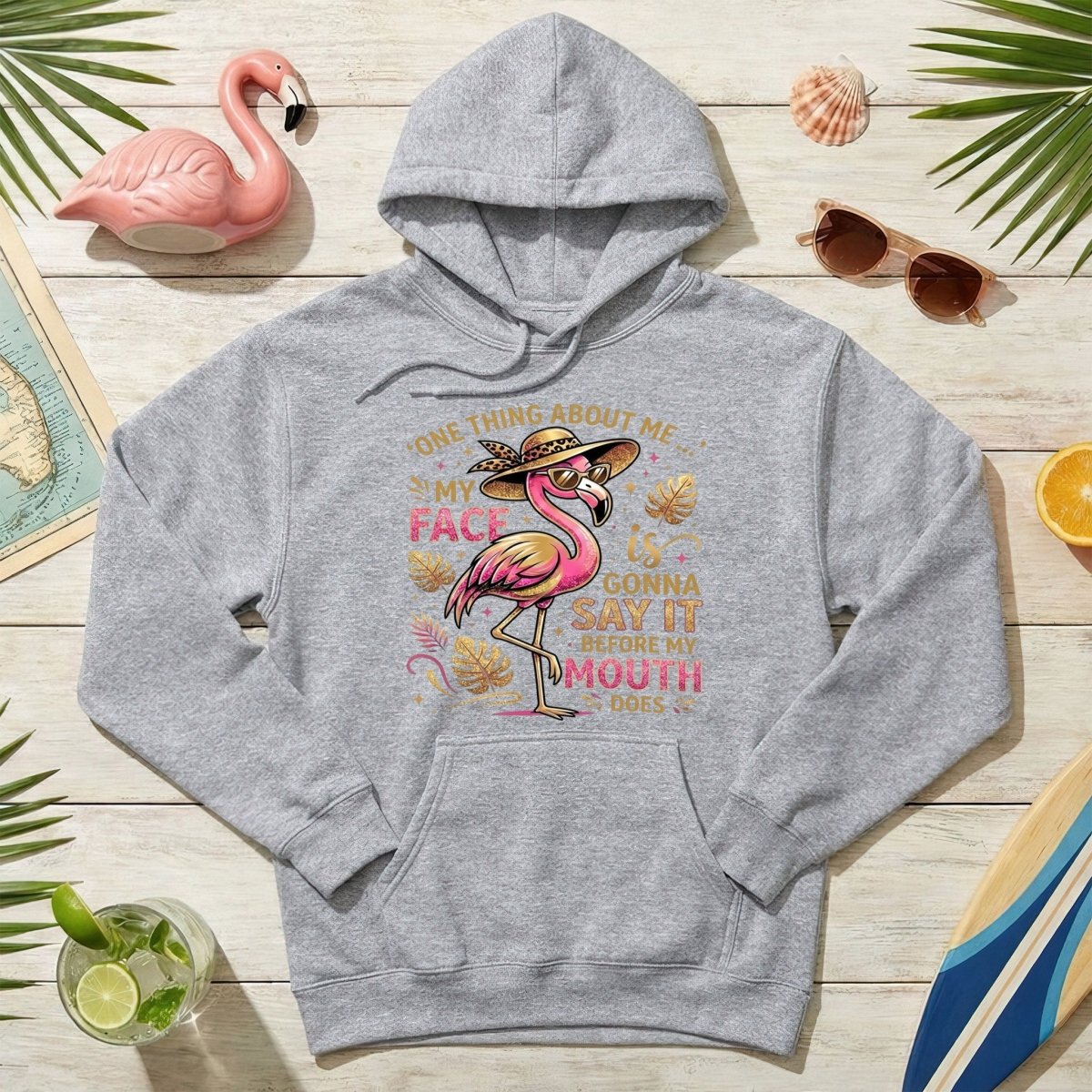 Funny Flamingo Sarcastic Shirt – My Face Is Gonna Say It Before My Mouth Does Graphic Tee - FlamingoAholic