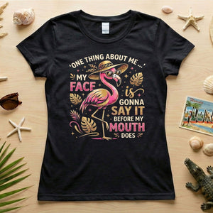 Funny Flamingo Sarcastic Shirt – My Face Is Gonna Say It Before My Mouth Does Graphic Tee - FlamingoAholic