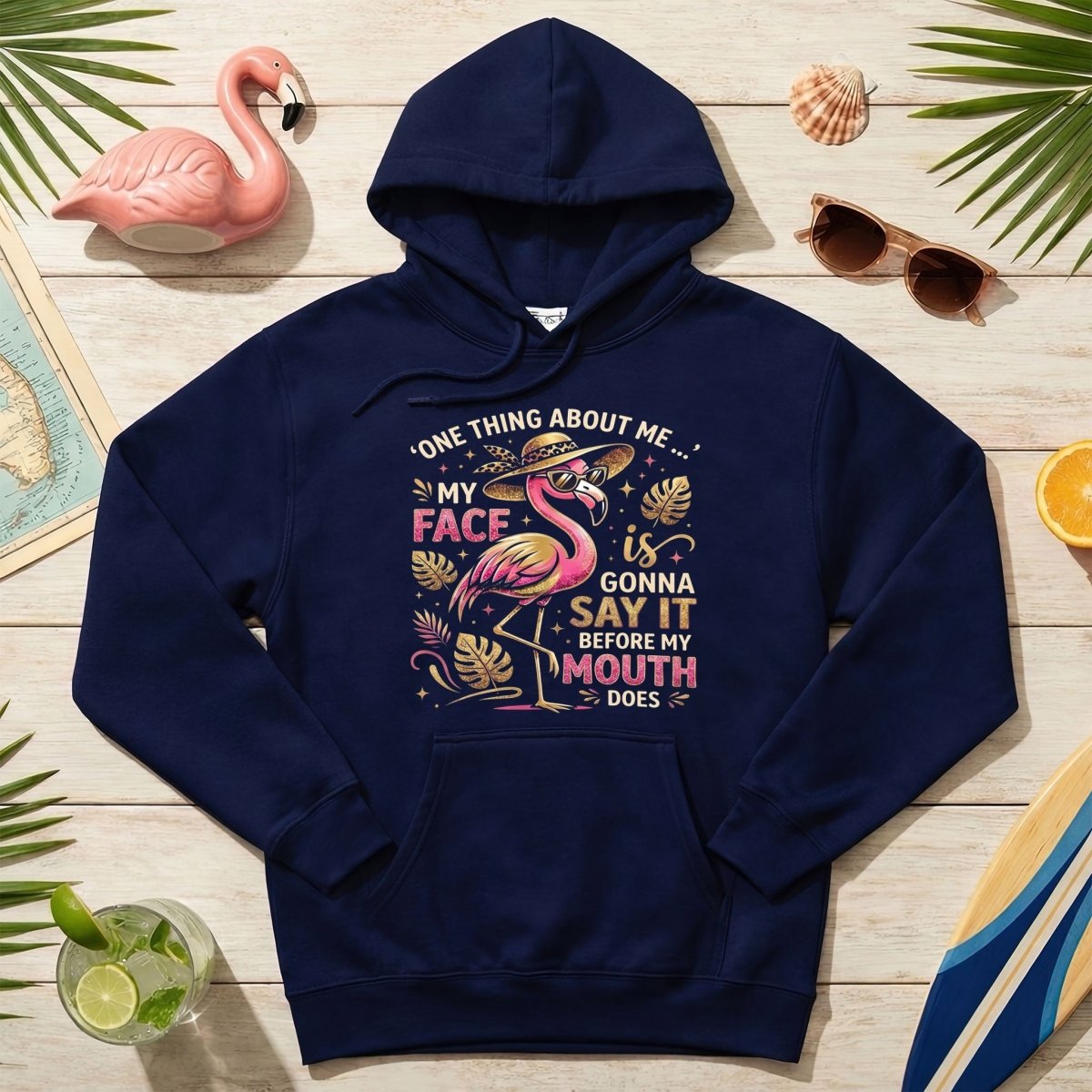 Funny Flamingo Sarcastic Shirt – My Face Is Gonna Say It Before My Mouth Does Graphic Tee - FlamingoAholic