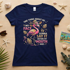 Funny Flamingo Sarcastic Shirt – My Face Is Gonna Say It Before My Mouth Does Graphic Tee - FlamingoAholic