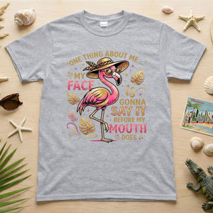 Funny Flamingo Sarcastic Shirt – My Face Is Gonna Say It Before My Mouth Does Graphic Tee - FlamingoAholic