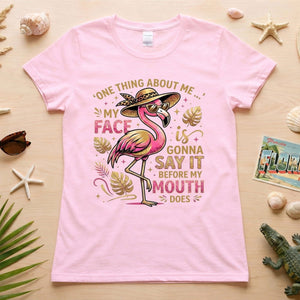 Funny Flamingo Sarcastic Shirt – My Face Is Gonna Say It Before My Mouth Does Graphic Tee - FlamingoAholic