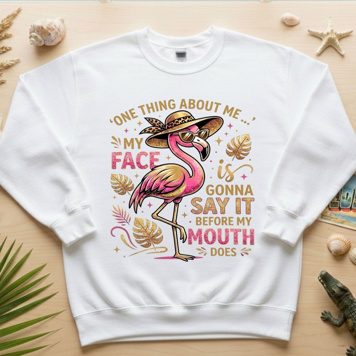 Funny Flamingo Sarcastic Shirt – My Face Is Gonna Say It Before My Mouth Does Graphic Tee - FlamingoAholic