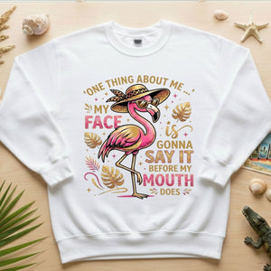 Funny Flamingo Sarcastic Shirt – My Face Is Gonna Say It Before My Mouth Does Graphic Tee - FlamingoAholic