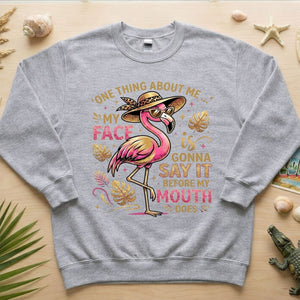 Funny Flamingo Sarcastic Shirt – My Face Is Gonna Say It Before My Mouth Does Graphic Tee - FlamingoAholic