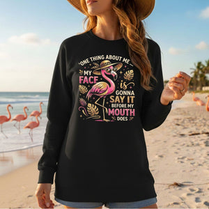 Funny Flamingo Sarcastic Shirt – My Face Is Gonna Say It Before My Mouth Does Graphic Tee - FlamingoAholic