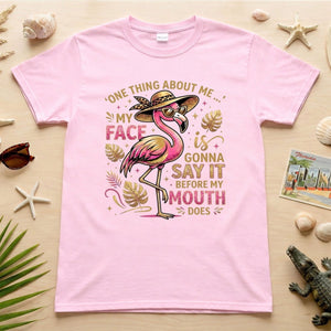 Funny Flamingo Sarcastic Shirt – My Face Is Gonna Say It Before My Mouth Does Graphic Tee - FlamingoAholic
