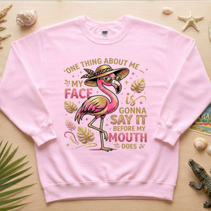 Funny Flamingo Sarcastic Shirt – My Face Is Gonna Say It Before My Mouth Does Graphic Tee - FlamingoAholic