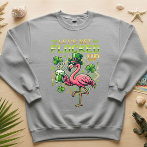Funny Let's Get Flocked Up St. Patrick's Day Flamingo T-Shirt - Irish Beer Party Tee - FlamingoAholic