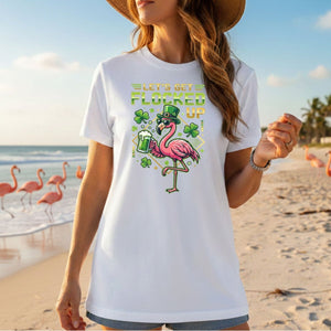 Funny Let's Get Flocked Up St. Patrick's Day Flamingo T-Shirt - Irish Beer Party Tee - FlamingoAholic