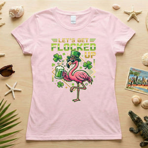 Funny Let's Get Flocked Up St. Patrick's Day Flamingo T-Shirt - Irish Beer Party Tee - FlamingoAholic