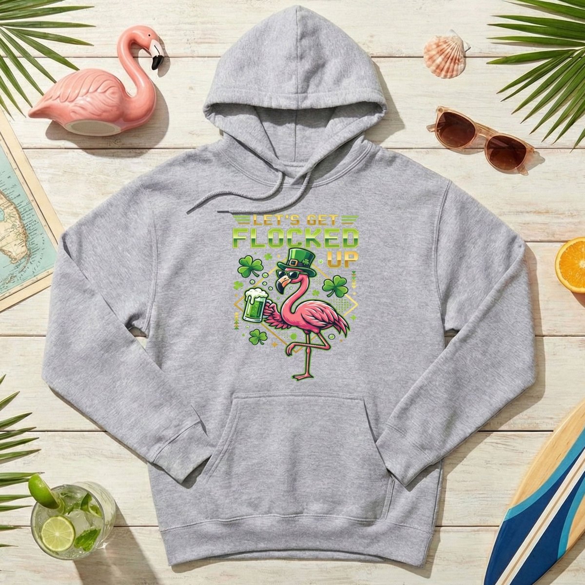 Funny Let's Get Flocked Up St. Patrick's Day Flamingo T-Shirt - Irish Beer Party Tee - FlamingoAholic