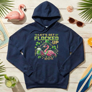 Funny Let's Get Flocked Up St. Patrick's Day Flamingo T-Shirt - Irish Beer Party Tee - FlamingoAholic