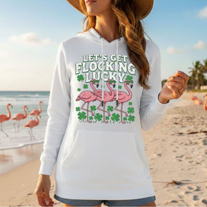 Funny 'Lets Get Flocking Lucky' Flamingo St. Patrick's Day T-Shirt - Festive Irish Women's Tee - FlamingoAholic