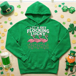 Funny 'Lets Get Flocking Lucky' Flamingo St. Patrick's Day T-Shirt - Festive Irish Women's Tee - FlamingoAholic