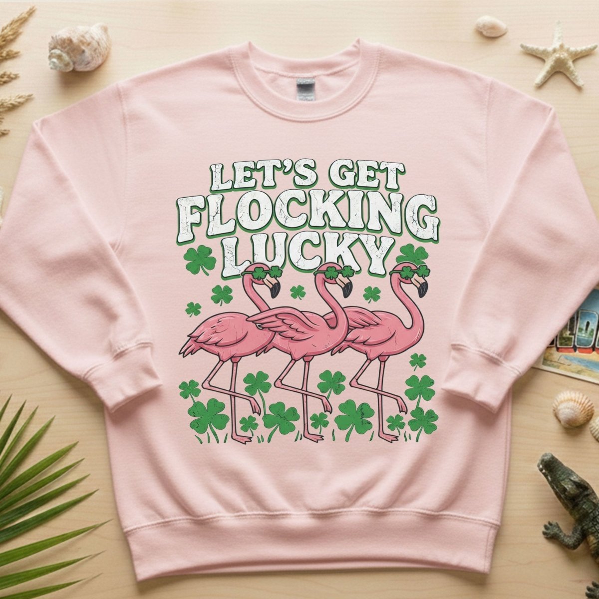 Funny 'Lets Get Flocking Lucky' Flamingo St. Patrick's Day T-Shirt - Festive Irish Women's Tee - FlamingoAholic