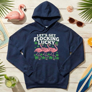 Funny 'Lets Get Flocking Lucky' Flamingo St. Patrick's Day T-Shirt - Festive Irish Women's Tee - FlamingoAholic