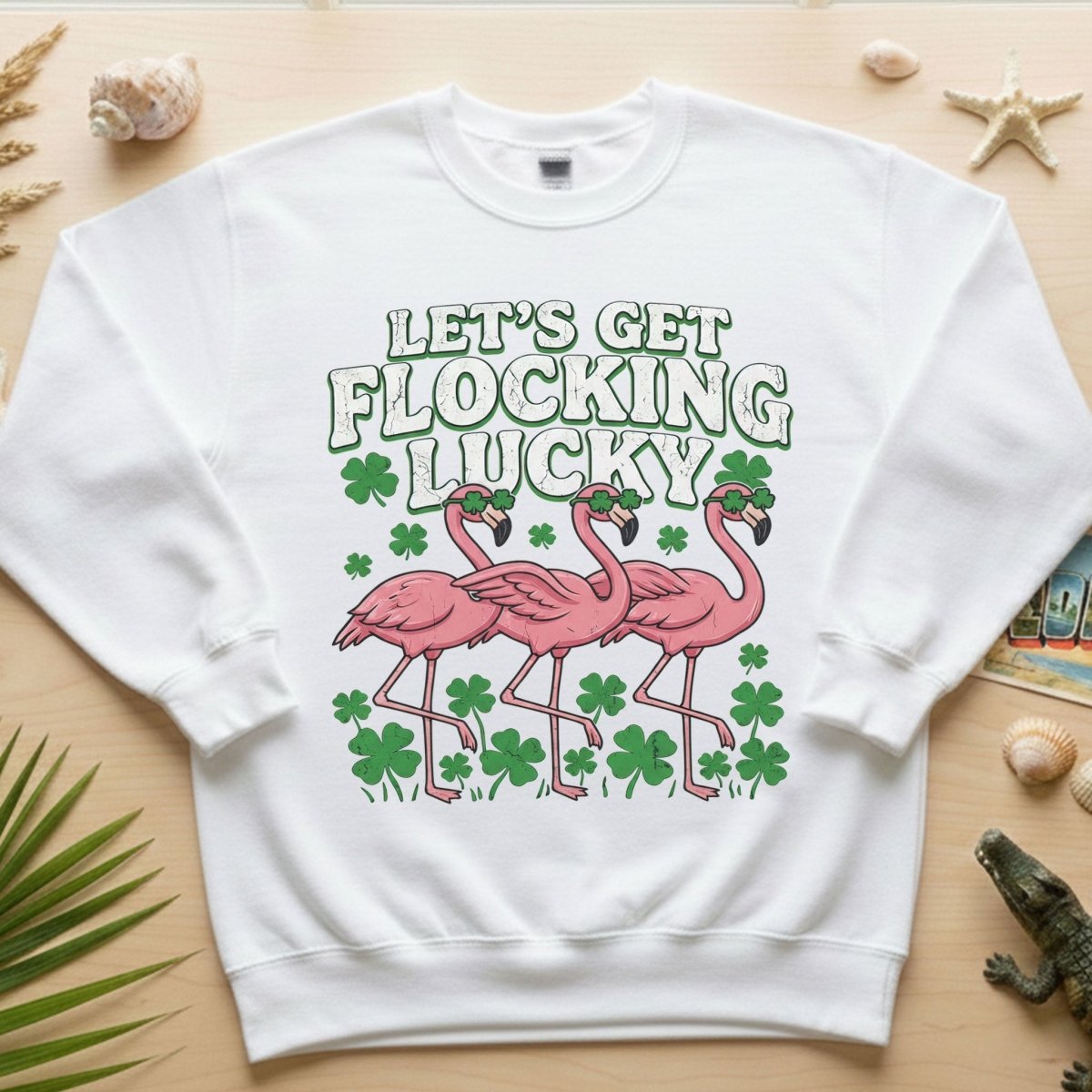 Funny 'Lets Get Flocking Lucky' Flamingo St. Patrick's Day T-Shirt - Festive Irish Women's Tee - FlamingoAholic