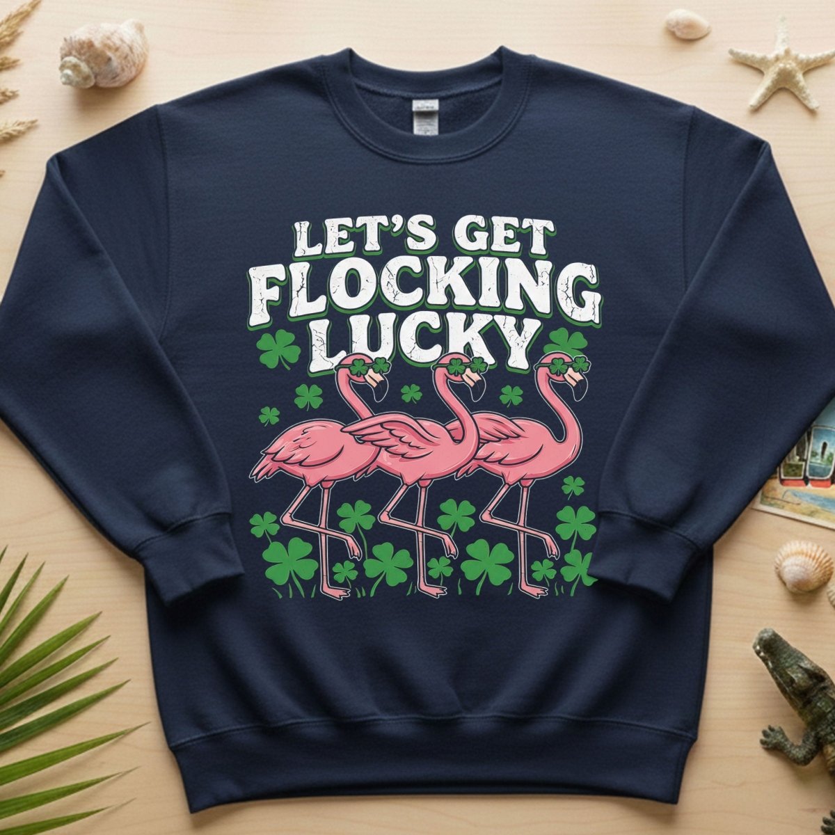 Funny 'Lets Get Flocking Lucky' Flamingo St. Patrick's Day T-Shirt - Festive Irish Women's Tee - FlamingoAholic