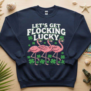 Funny 'Lets Get Flocking Lucky' Flamingo St. Patrick's Day T-Shirt - Festive Irish Women's Tee - FlamingoAholic