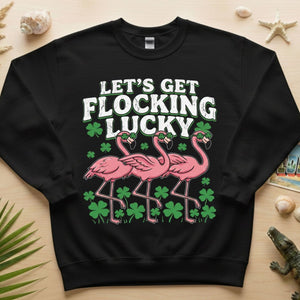 Funny 'Lets Get Flocking Lucky' Flamingo St. Patrick's Day T-Shirt - Festive Irish Women's Tee - FlamingoAholic