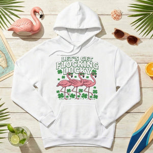 Funny 'Lets Get Flocking Lucky' Flamingo St. Patrick's Day T-Shirt - Festive Irish Women's Tee - FlamingoAholic