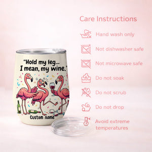 Funny Personalized Flamingo Wine Tumbler - Insulated 'Hold My Wine' Gift for Fran - FlamingoAholic