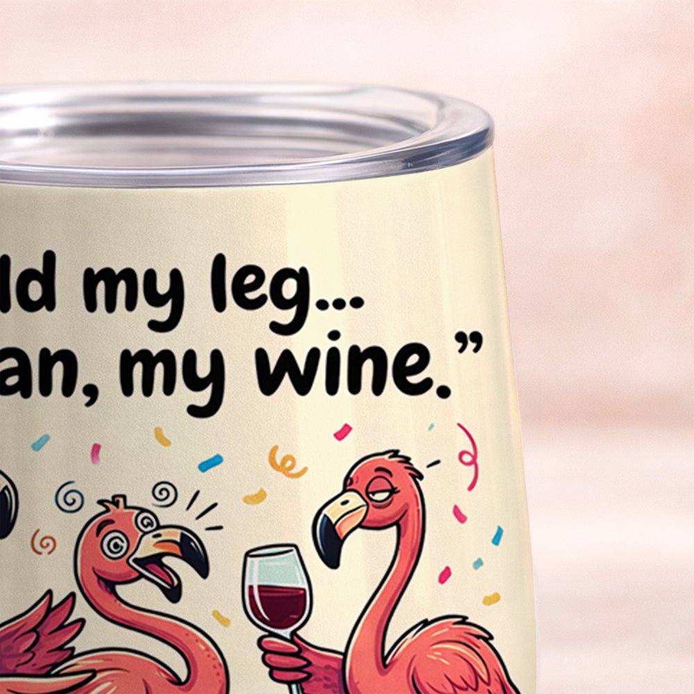 Funny Personalized Flamingo Wine Tumbler - Insulated 'Hold My Wine' Gift for Fran - FlamingoAholic