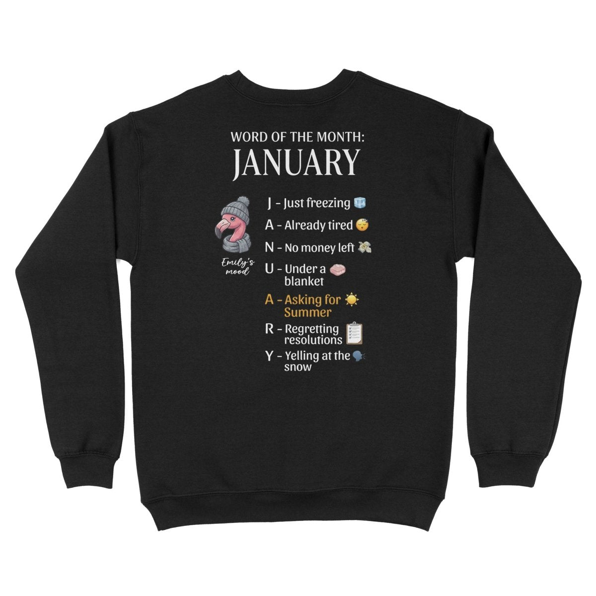 Funny Personalized January Flamingo Sweater - Winter Mood Cozy Heavy Blend - FlamingoAholic