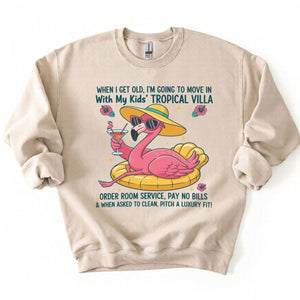 Funny Retirement Plan Flamingo T-Shirt - Tropical Villa Quote Tee for Women - FlamingoAholic