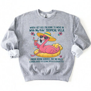 Funny Retirement Plan Flamingo T-Shirt - Tropical Villa Quote Tee for Women - FlamingoAholic