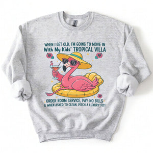 Funny Retirement Plan Flamingo T-Shirt - Tropical Villa Quote Tee for Women - FlamingoAholic
