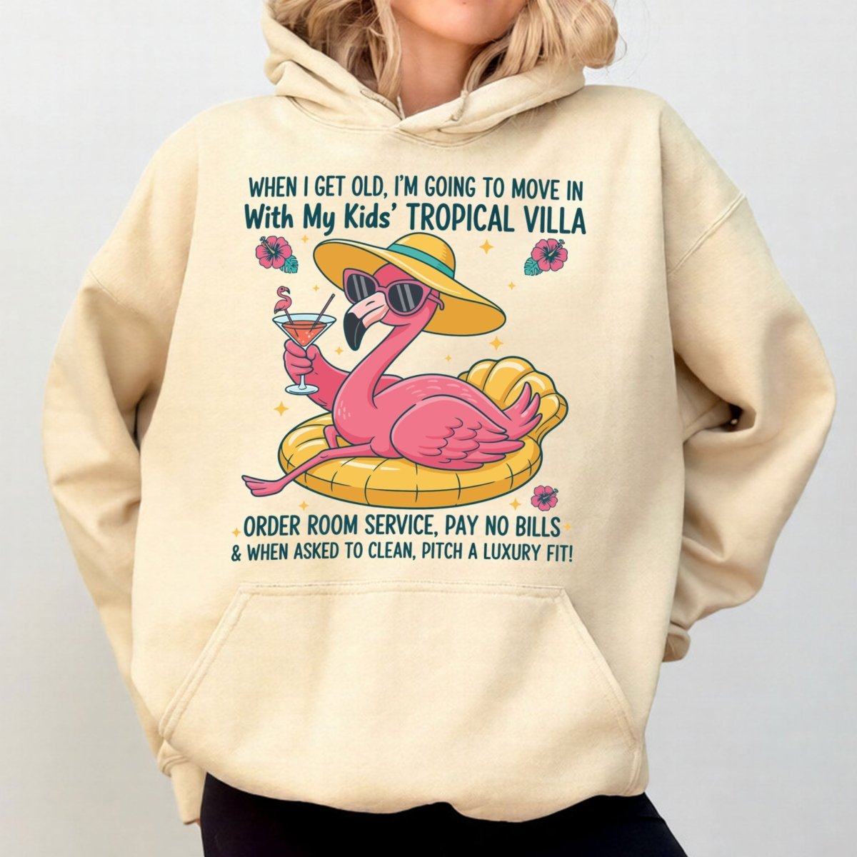 Funny Retirement Plan Flamingo T-Shirt - Tropical Villa Quote Tee for Women - FlamingoAholic