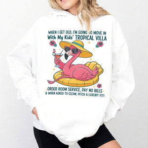 Funny Retirement Plan Flamingo T-Shirt - Tropical Villa Quote Tee for Women - FlamingoAholic