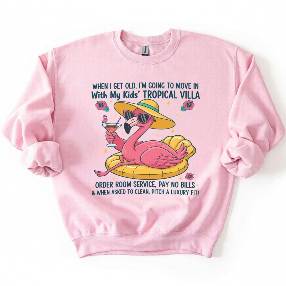 Funny Retirement Plan Flamingo T-Shirt - Tropical Villa Quote Tee for Women - FlamingoAholic