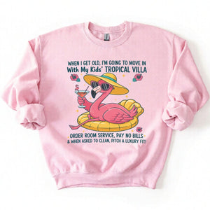 Funny Retirement Plan Flamingo T-Shirt - Tropical Villa Quote Tee for Women - FlamingoAholic
