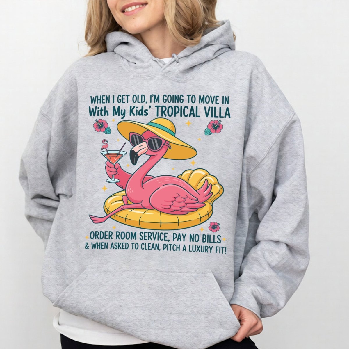 Funny Retirement Plan Flamingo T-Shirt - Tropical Villa Quote Tee for Women - FlamingoAholic
