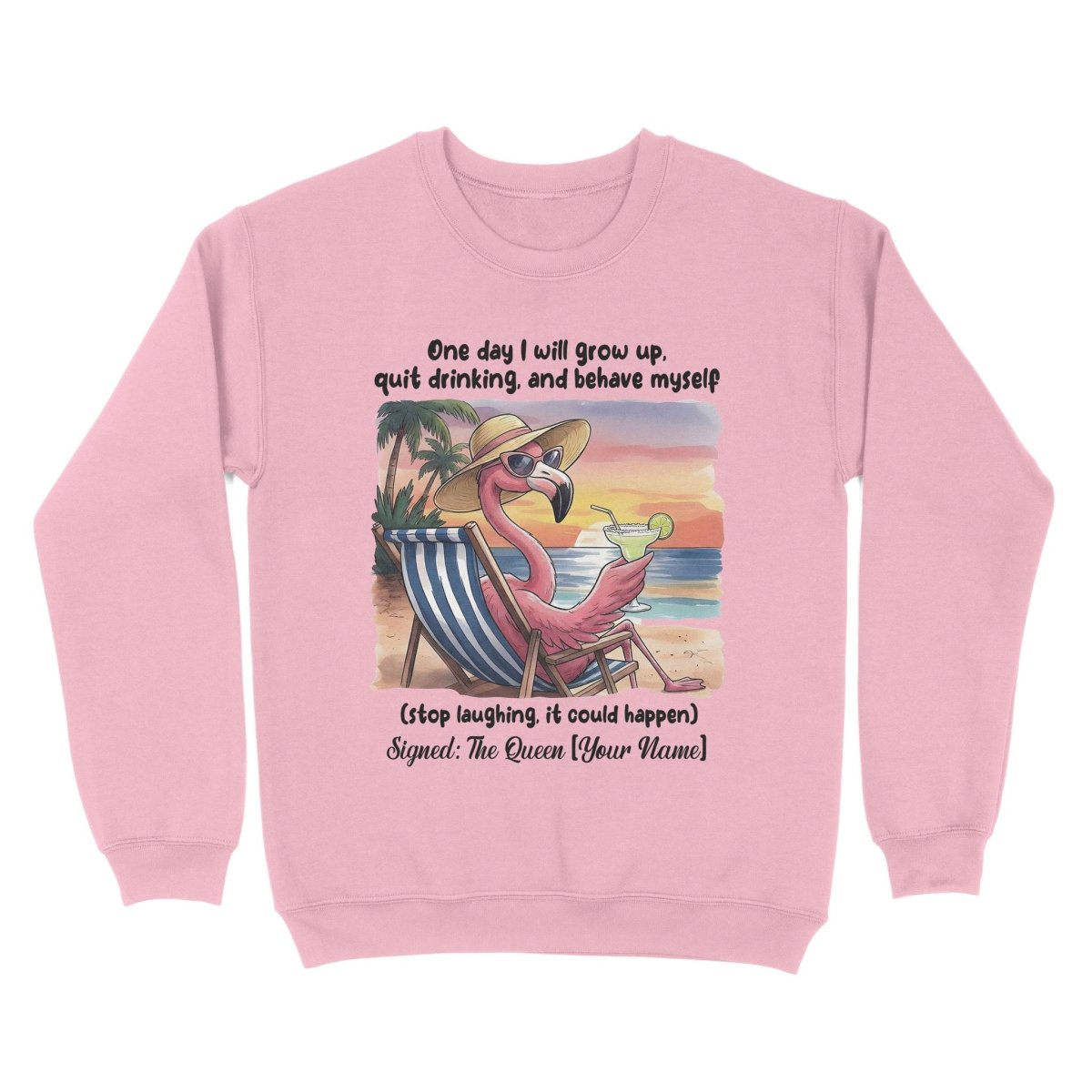 Funny Sarcastic Flamingo Quote Sweater - Personalized "The Queen" Gift for Women - FlamingoAholic