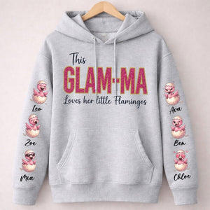 Glam - Ma Flamingo Personalized Sweatshirt - Custom Shirt Gift with Grandkids Names - FlamingoAholic