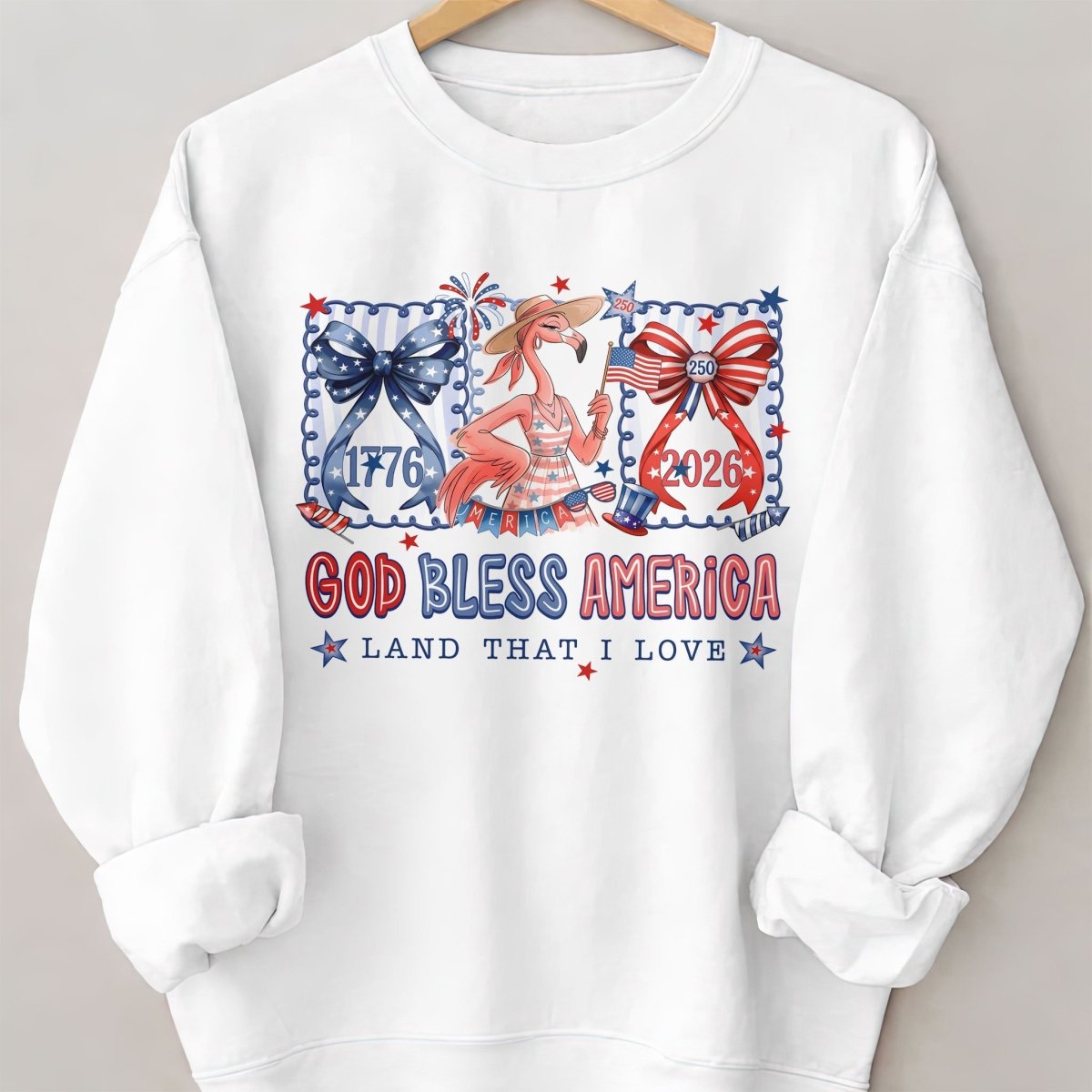 God Bless America Land That I Love Flamingo July 4th Shirt - FlamingoAholic