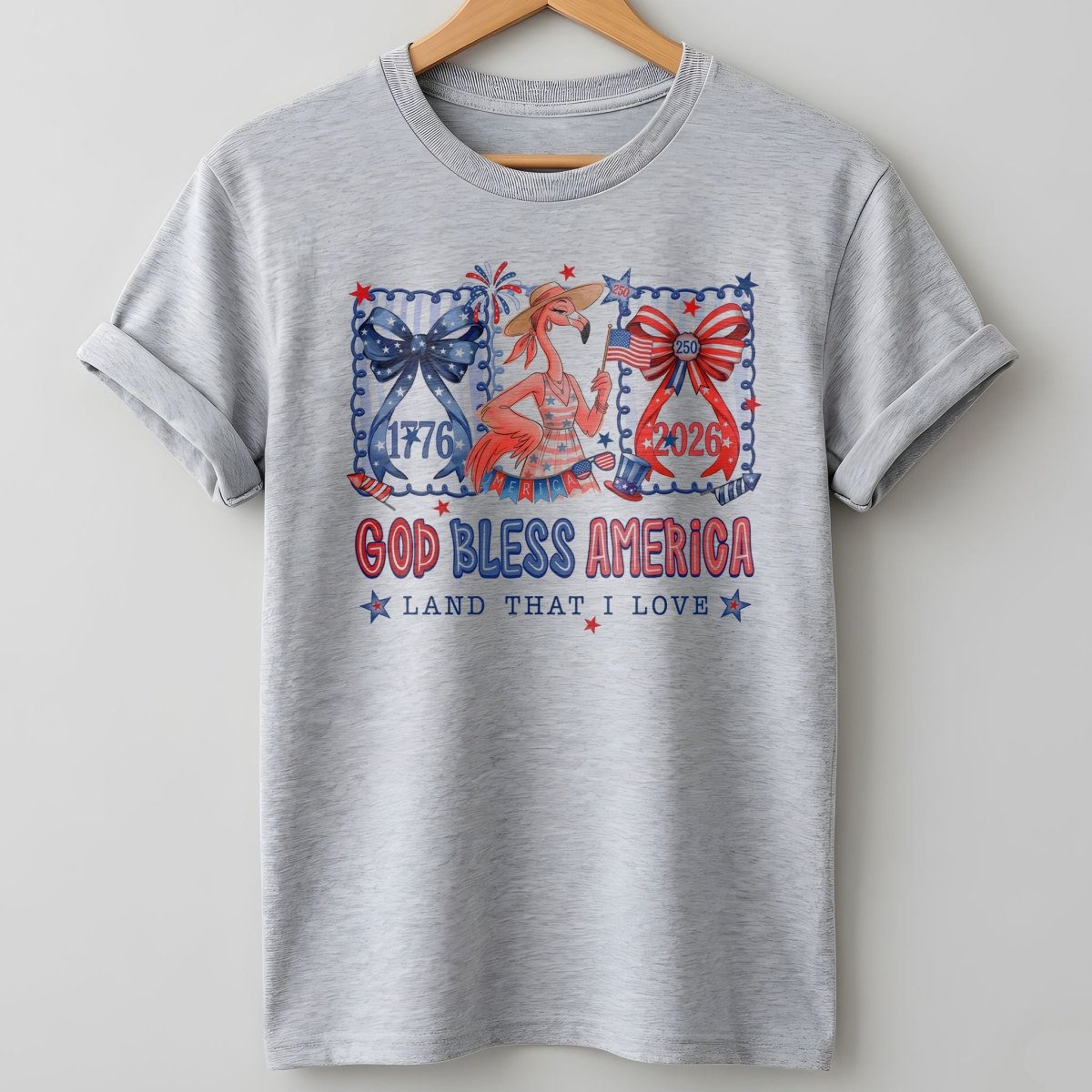 God Bless America Land That I Love Flamingo July 4th Shirt - FlamingoAholic