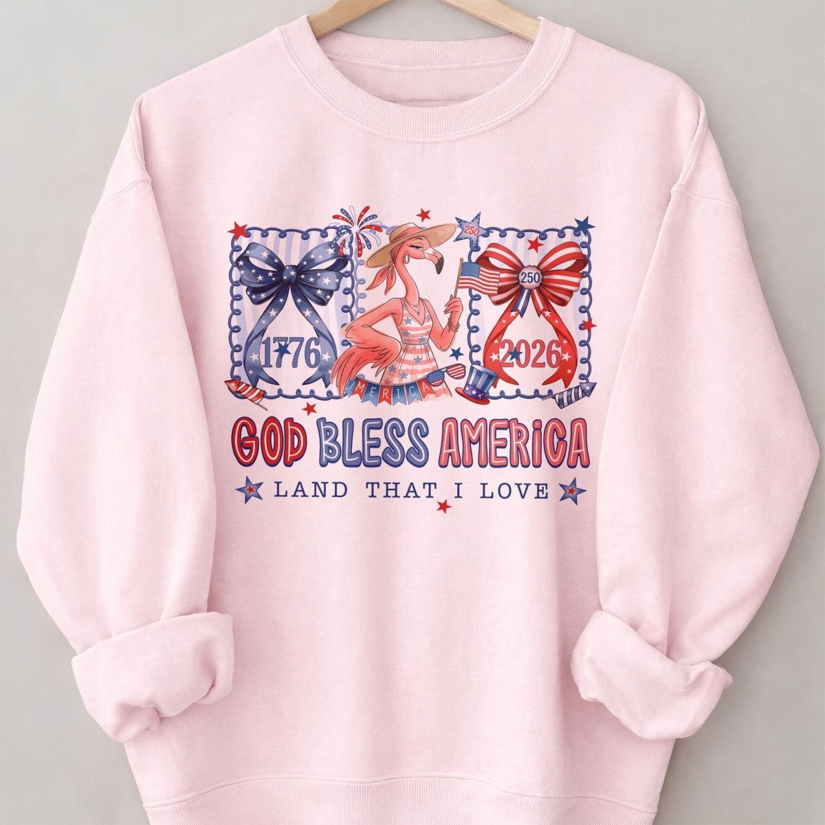 God Bless America Land That I Love Flamingo July 4th Shirt - FlamingoAholic