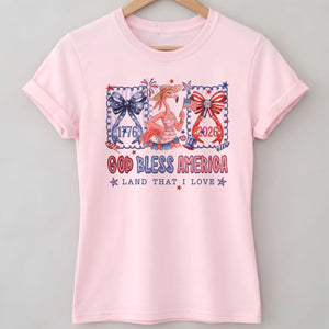 God Bless America Land That I Love Flamingo July 4th Shirt - FlamingoAholic