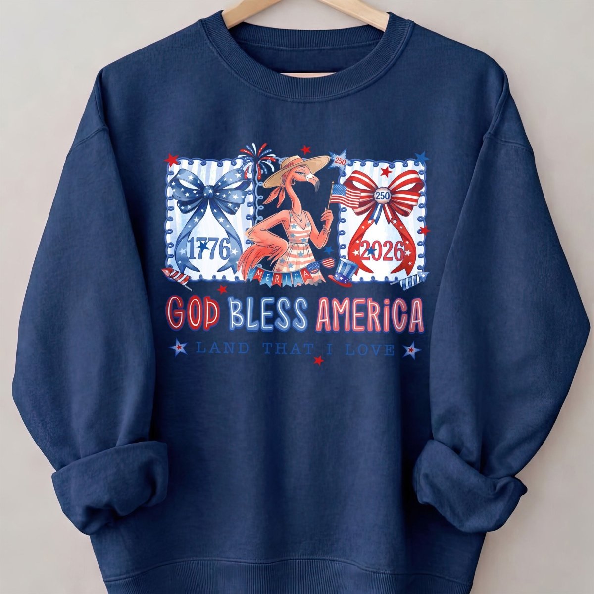 God Bless America Land That I Love Flamingo July 4th Shirt - FlamingoAholic