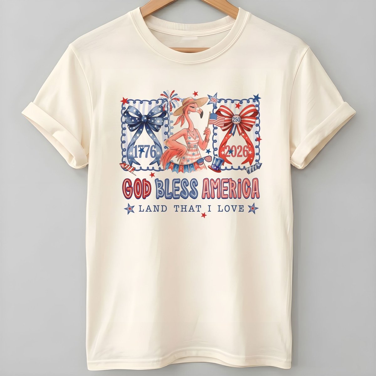God Bless America Land That I Love Flamingo July 4th Shirt - FlamingoAholic