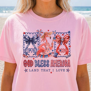God Bless America Land That I Love Flamingo July 4th Shirt - FlamingoAholic