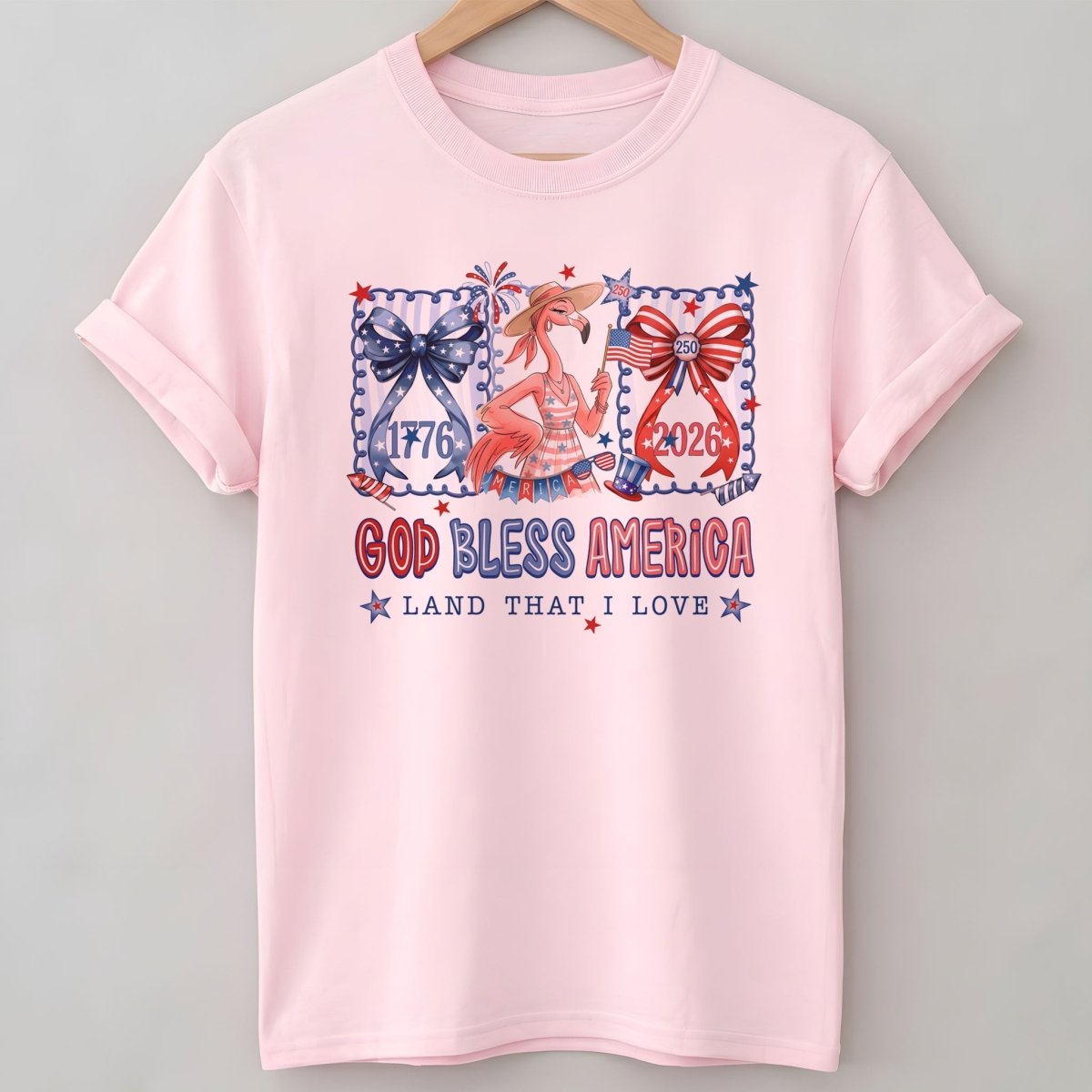 God Bless America Land That I Love Flamingo July 4th Shirt - FlamingoAholic