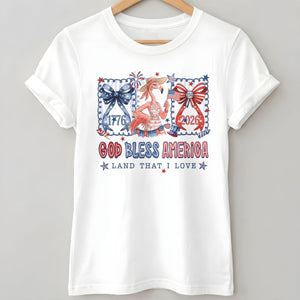 God Bless America Land That I Love Flamingo July 4th Shirt - FlamingoAholic