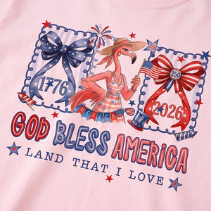 God Bless America Land That I Love Flamingo July 4th Shirt - FlamingoAholic