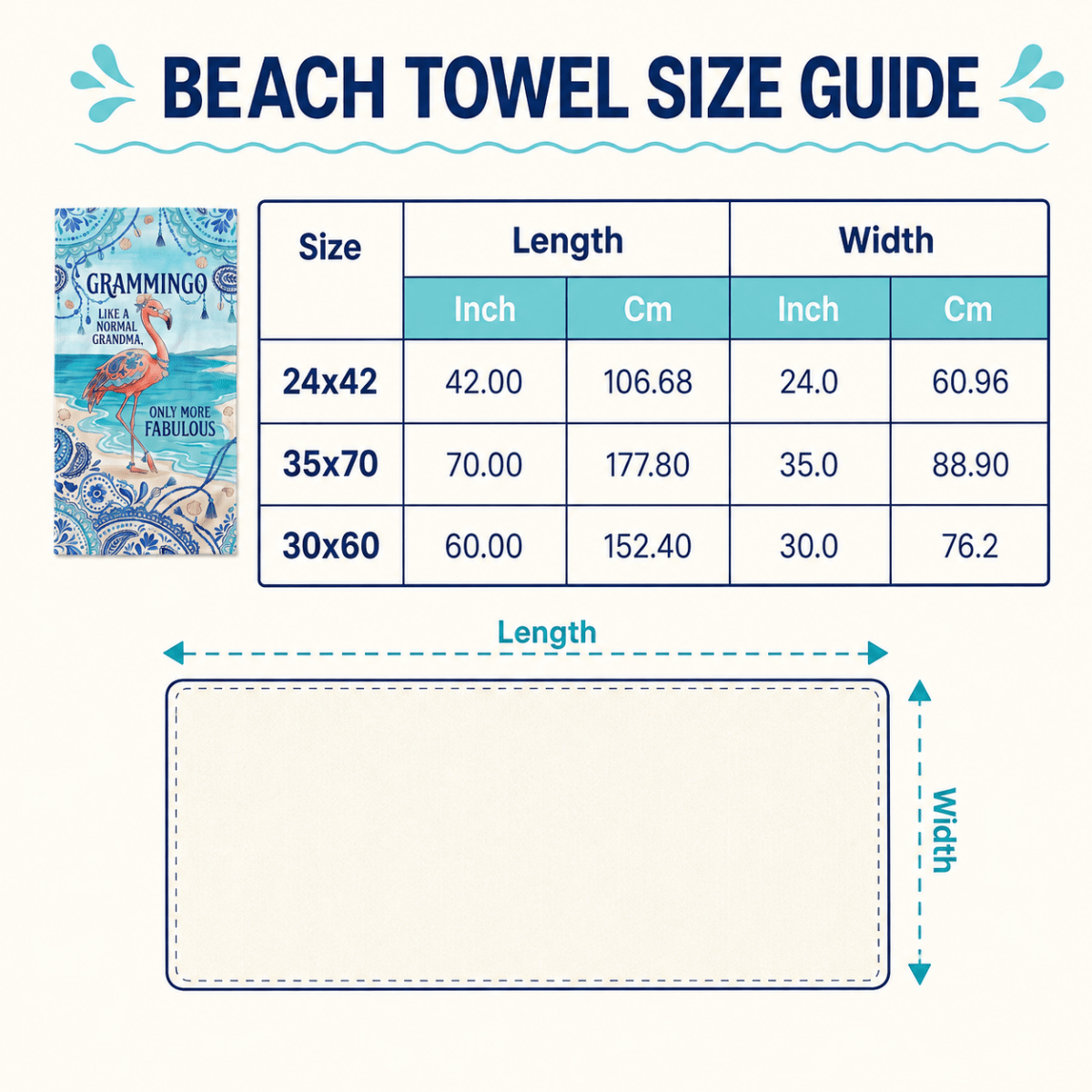 Grammingo Flamingo Beach Towel for Grandma, Funny Grandma Beach Towel, Coastal Flamingo Gift for Grandma, Quick Dry Pool Towel - FlamingoAholic